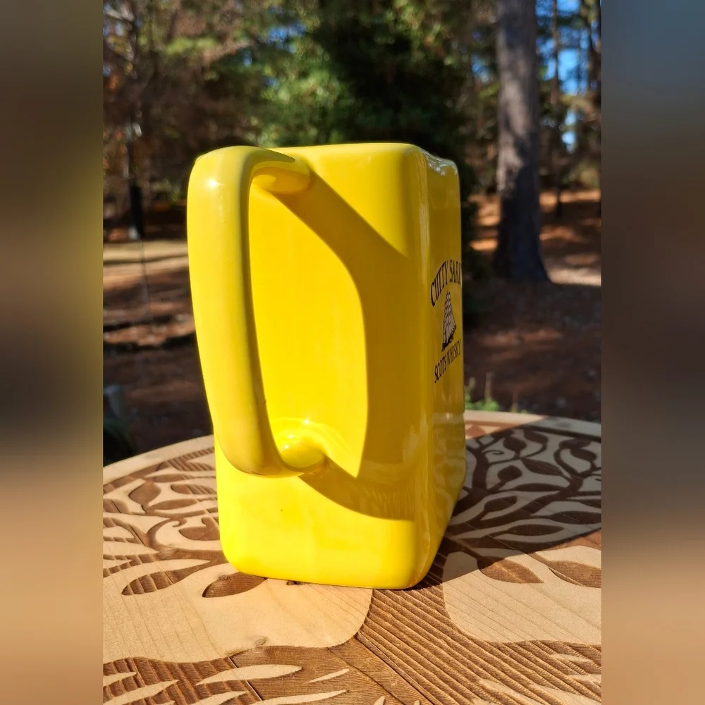 Cutty Sark Scots Whiskey Yellow Ceramic Stamped Numbered Pitcher Mexico Pottery